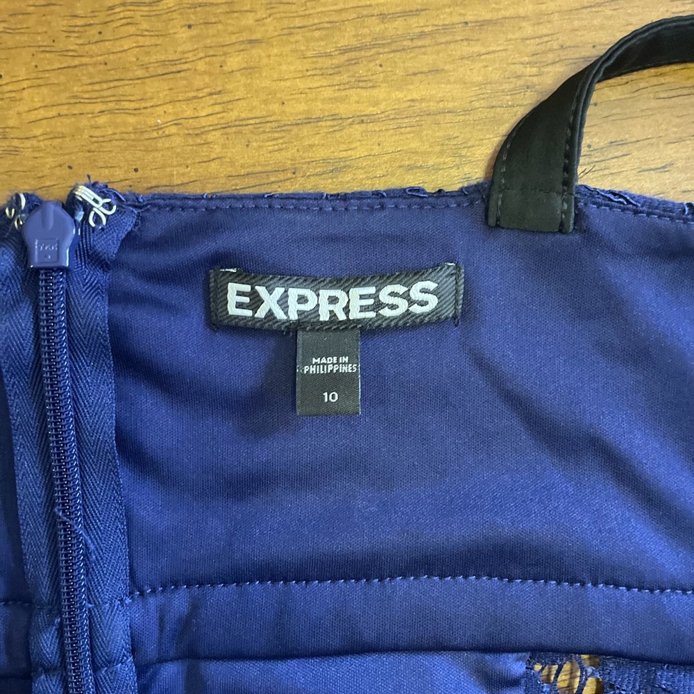 Express Dress Navy Blue Sz 10 Lace - Picture 4 of 5